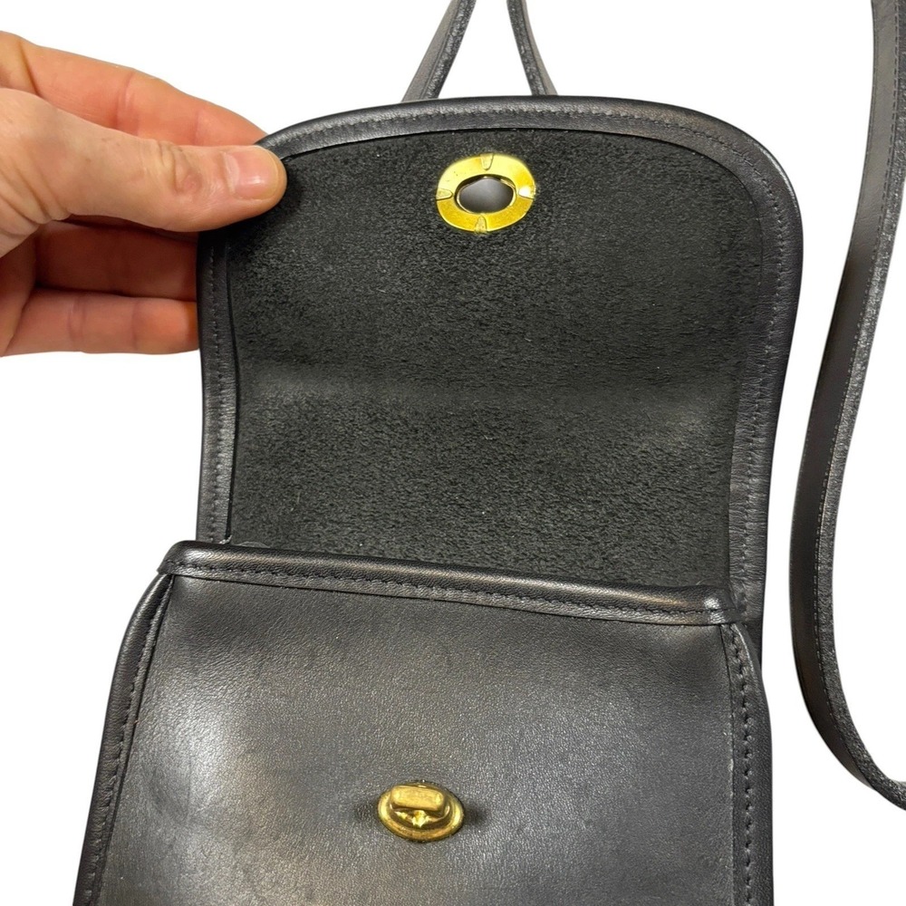 Coach Sidepack Scooter Crossbody Bag Black Turnlock Pouch Leather Vintage # 9978 - Picture 3 of 8